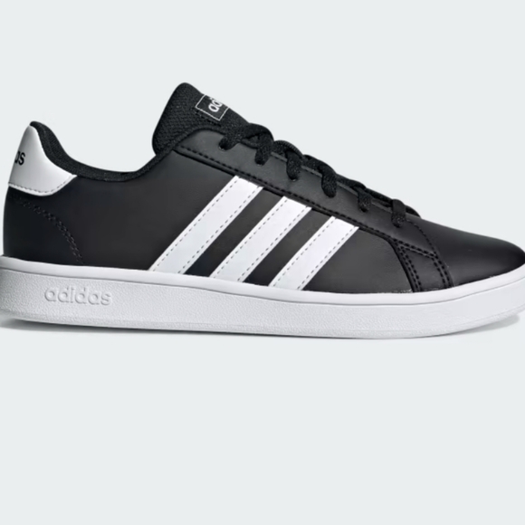 Adidas Black and White Athletic Shoes with Signature Stripes - Picture 5 of 5